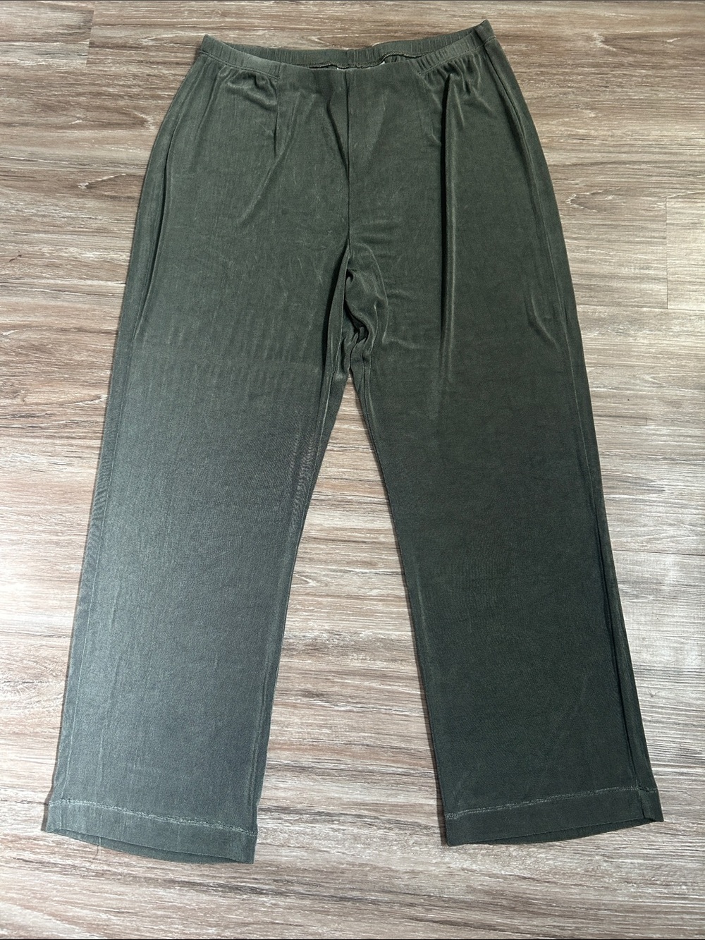 Chico's Travelers Olive Green Knit Pull On Pants Slinky Stretch Size 3 XL